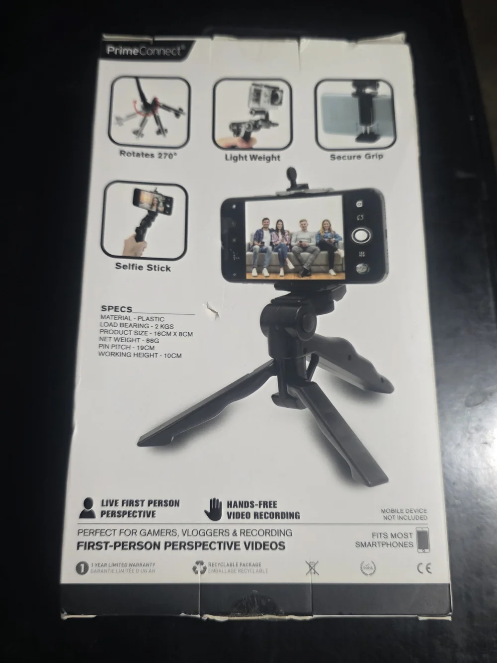 Black Mobile Device Action Camera Grip